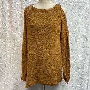 Confess size large Elegant Off-the-Shoulder‎ Mustard Sweater layers casual cozy